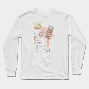 Abstract modern woman face Long Sleeve T-Shirt